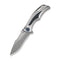 WEKNIFE Tighe Down Flipper & Thumb Stud & Button Lock Knife Gray Titanium Integral Handle With Black & Blue Carbon Fiber Inlay (4" Stonewashed Bohler M390 Blade, Drop Point) WE24054 - 1