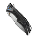 WEKNIFE Tighe Down Flipper & Thumb Stud & Button Lock Knife Polished Gray Orange Peel Textured Titanium Integral Handle With Rose Carbon Fiber Inlay (4" Hand Rubbed Satin Bohler M390 Blade, Drop Point) WE24054 - 2