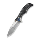 WEKNIFE Tighe Down Flipper & Thumb Stud & Button Lock Knife Polished Gray Orange Peel Textured Titanium Integral Handle With Rose Carbon Fiber Inlay (4" Hand Rubbed Satin Bohler M390 Blade, Drop Point) WE24054 - 2