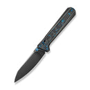 WEKNIFE Trion Thumb Stud & Crossbar Lock Knife Black Titanium With Black & Blue Carbon Fiber Inlay ( 3.78" Polished Gray Bohler M390 Blade) WE25069 Sample2 - We Knife