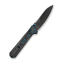 WEKNIFE Trion Thumb Stud & Crossbar Lock Knife Black Titanium With Black & Blue Carbon Fiber Inlay ( 3.78" Polished Gray Bohler M390 Blade) WE25069 Sample2 - We Knife