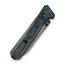 WEKNIFE Trion Thumb Stud & Crossbar Lock Knife Black Titanium With Black & Blue Carbon Fiber Inlay ( 3.78" Polished Gray Bohler M390 Blade) WE25069 Sample2 - We Knife