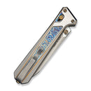 WEKNIFE Trion Thumb Stud & Crossbar Lock Knife Gray / Flamed / Golden / Satin Titanium Handle ( 3.78" Stonewashed Bohler M390 Blade, Satin Flat) WE25069 Sample1 - We Knife