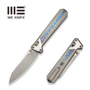 WEKNIFE Trion Thumb Stud & Crossbar Lock Knife Gray / Flamed / Golden / Satin Titanium Handle ( 3.78" Stonewashed Bohler M390 Blade, Satin Flat) WE25069 Sample1 - We Knife