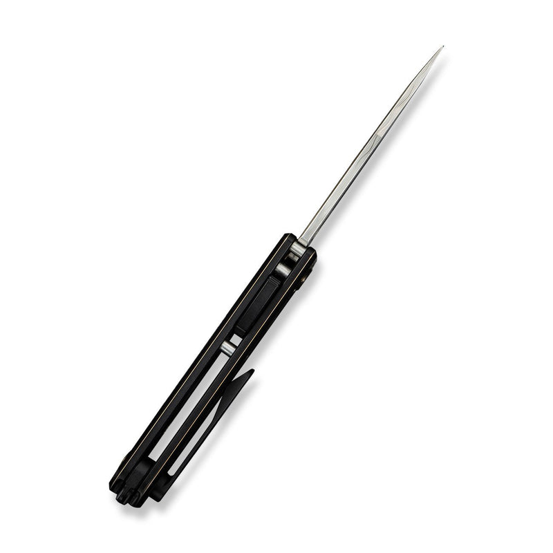 WEKNIFE Tyro Superlock Knife Black / Golden Titanium Handle (2.91" Hakkapella Damasteel Blade) WE24001 - DS1, With An Extra Pivot Screw