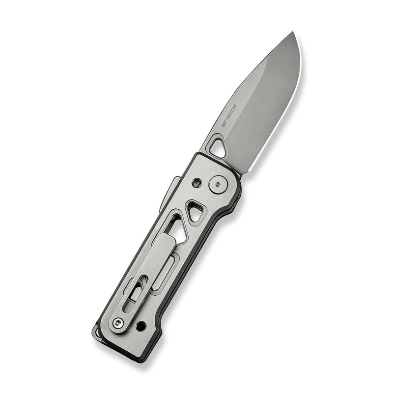 WEKNIFE Tyro Superlock Knife Gray Titanium Handle (2.91" Stonewashed CPM 20CV Blade) WE24001 - 2, With An Extra Pivot Screw