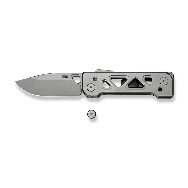 WEKNIFE Tyro Superlock Knife Gray Titanium Handle (2.91" Stonewashed CPM 20CV Blade) WE24001 - 2, With An Extra Pivot Screw