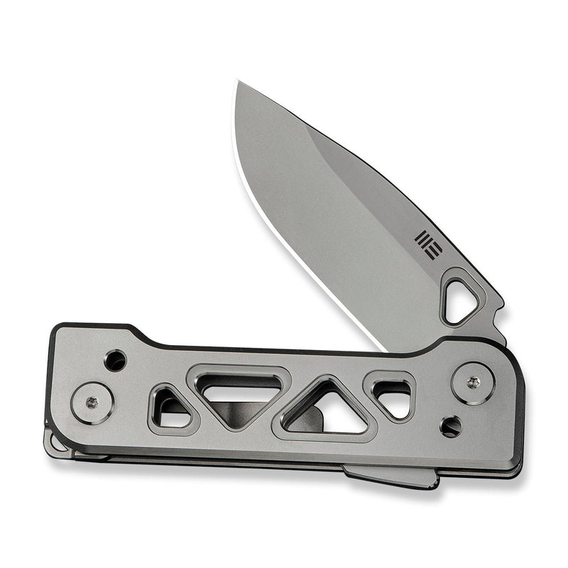 WEKNIFE Tyro Superlock Knife Gray Titanium Handle (2.91" Stonewashed CPM 20CV Blade) WE24001 - 2, With An Extra Pivot Screw