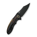 WEKNIFE VARG Flipper Knife Black & Golden Titanium Handle With Copper Foil Carbon Fiber Inlay (2.96" Black Stonewashed CPM MagnaCut Blade) WE25074-1 - We Knife