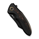 WEKNIFE VARG Flipper Knife Black & Golden Titanium Handle With Copper Foil Carbon Fiber Inlay (2.96" Black Stonewashed CPM MagnaCut Blade) WE25074-1 - We Knife