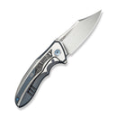 WEKNIFE VARG Flipper Knife Blue & Gray Titanium With Black & White Aluminum Foil Carbon Fiber Inlay (2.96" Hand Rubbed Satin Bohler M390 Blade) WE25074 Sample2 - We Knife