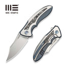 WEKNIFE VARG Flipper Knife Blue & Gray Titanium With Black & White Aluminum Foil Carbon Fiber Inlay (2.96" Hand Rubbed Satin Bohler M390 Blade) WE25074 Sample2 - We Knife