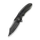 WEKNIFE VARG Flipper Knife Polished Gray Titanium Handle With Multi-Color Carbon Fiber Inlay (2.96" Fafnir Damasteel Blade) WE25074-DS1 - We Knife