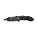 WEKNIFE VARG Flipper Knife Polished Gray Titanium Handle With Multi-Color Carbon Fiber Inlay (2.96" Fafnir Damasteel Blade) WE25074-DS1 - We Knife