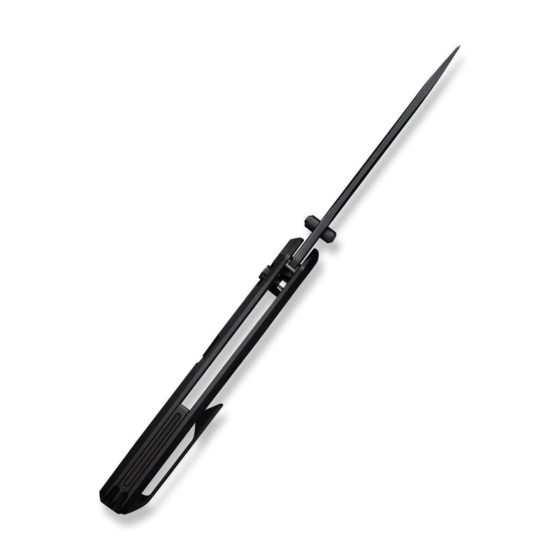 WEKNIFE Zentron Flipper & Thumb Stud & Button Lock Knife Black Titanium Handle (3.48" Black Stonewashed Bohler M390 Blade) WE24094 - 1