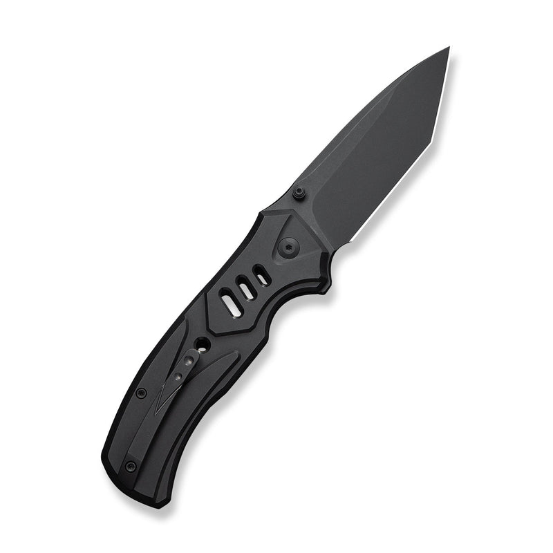 WEKNIFE Zentron Flipper & Thumb Stud & Button Lock Knife Black Titanium Handle (3.48" Black Stonewashed Bohler M390 Blade) WE24094 - 1