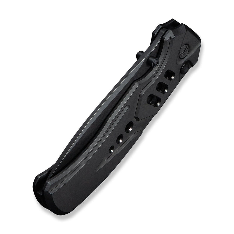 WEKNIFE Zentron Flipper & Thumb Stud & Button Lock Knife Black Titanium Handle (3.48" Black Stonewashed Bohler M390 Blade) WE24094 - 1