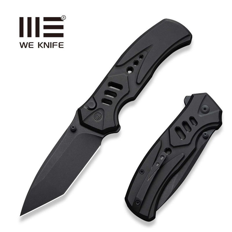 WEKNIFE Zentron Flipper & Thumb Stud & Button Lock Knife Black Titanium Handle (3.48" Black Stonewashed Bohler M390 Blade) WE24094 - 1