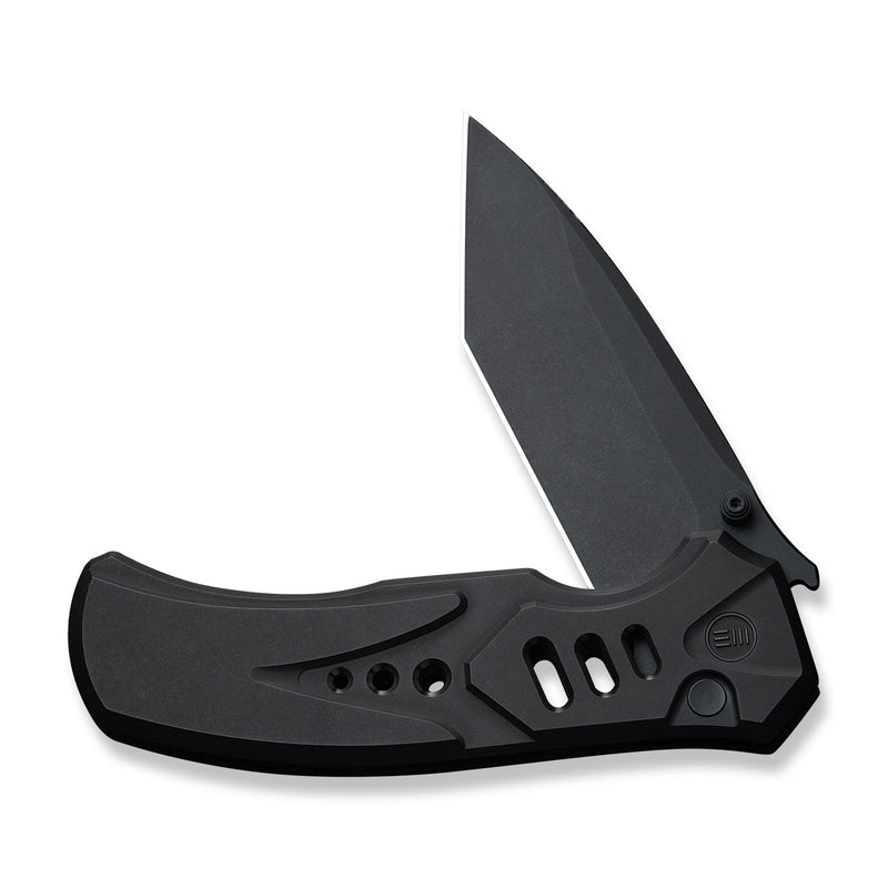 WEKNIFE Zentron Flipper & Thumb Stud & Button Lock Knife Black Titanium Handle (3.48" Black Stonewashed Bohler M390 Blade) WE24094 - 1