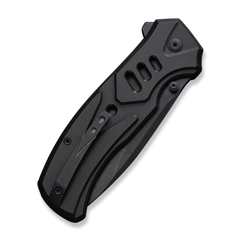 WEKNIFE Zentron Flipper & Thumb Stud & Button Lock Knife Black Titanium Handle (3.48" Black Stonewashed Bohler M390 Blade) WE24094 - 1