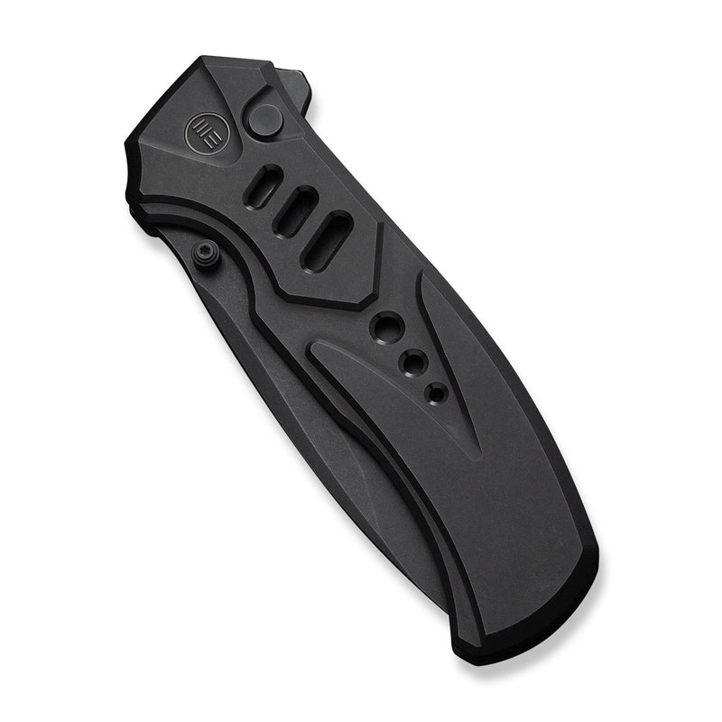 WEKNIFE Zentron Flipper & Thumb Stud & Button Lock Knife Black Titanium Handle (3.48" Black Stonewashed Bohler M390 Blade) WE24094 - 1