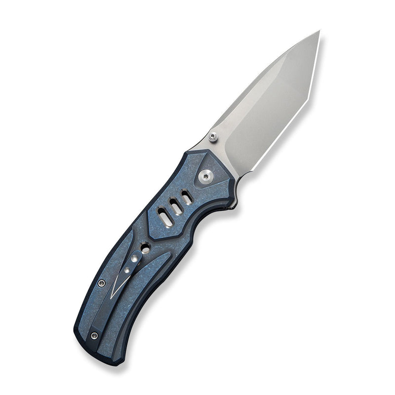 WEKNIFE Zentron Flipper & Thumb Stud & Button Lock Knife Blue Titanium Handle (3.48" Stonewashed Bohler M390 Blade) WE24094 - 4