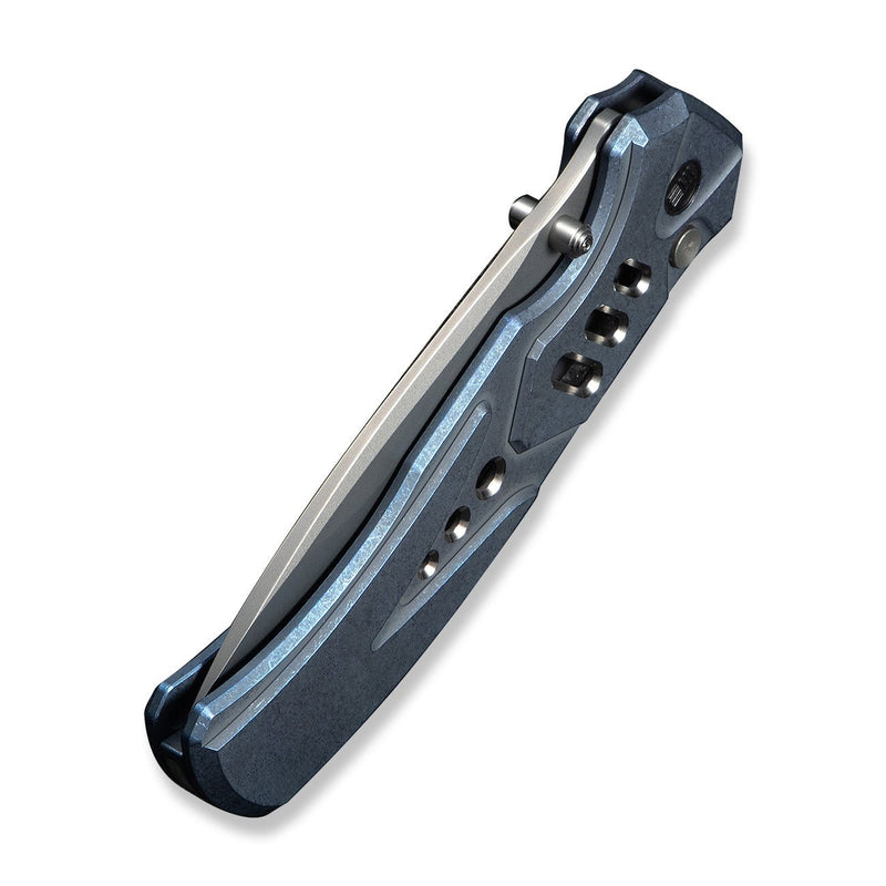 WEKNIFE Zentron Flipper & Thumb Stud & Button Lock Knife Blue Titanium Handle (3.48" Stonewashed Bohler M390 Blade) WE24094 - 4