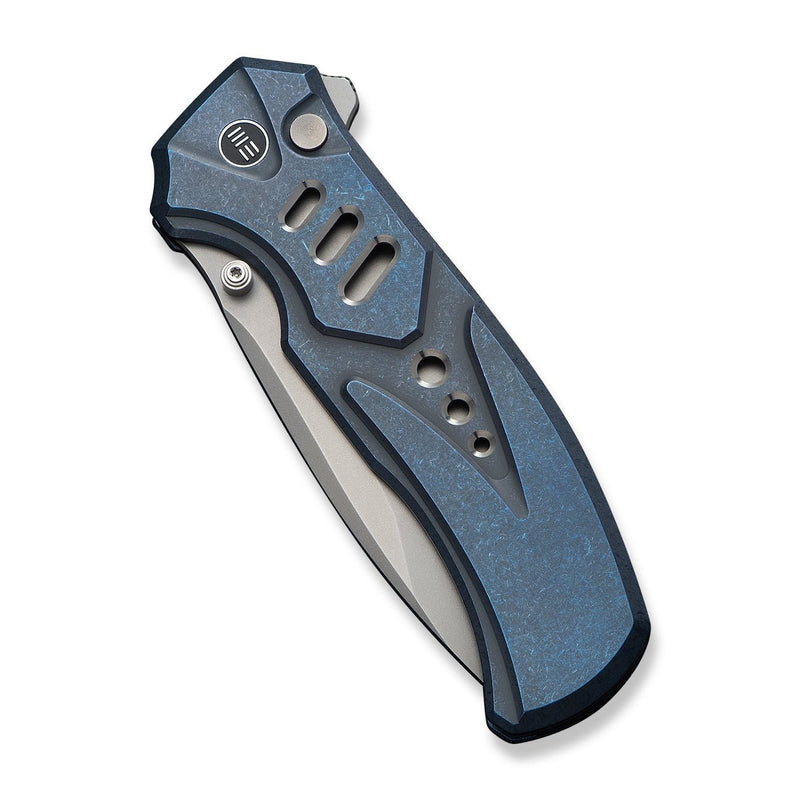 WEKNIFE Zentron Flipper & Thumb Stud & Button Lock Knife Blue Titanium Handle (3.48" Stonewashed Bohler M390 Blade) WE24094 - 4