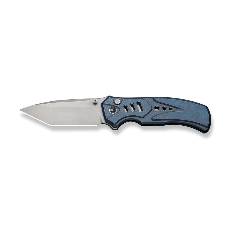 WEKNIFE Zentron Flipper & Thumb Stud & Button Lock Knife Blue Titanium Handle (3.48" Stonewashed Bohler M390 Blade) WE24094 - 4