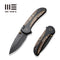 WEKNIFE Zizzit Flipper & Thumb Stud & Button Lock Knife Black Titanium Handle With Copper Foil Carbon Fiber Inlay (3.8" Black Stonewashed CPM 20CV Blade) WE23031-1