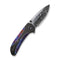 WEKNIFE Zizzit Flipper & Thumb Stud & Button Lock Knife Black Titanium Handle With Timascus Inlay (3.8" Thor Damasteel Blade) WE23031-DS1