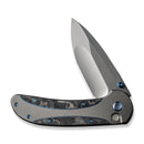 WEKNIFE Zizzit Flipper & Thumb Stud & Button Lock Knife Polished Bead Blasted Titanium Handle With Marble Carbon Fiber Inlay (3.8" Polished Bead Blasted CPM 20CV Blade) WE23031-3