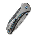 WEKNIFE Zizzit Flipper & Thumb Stud & Button Lock Knife Polished Bead Blasted Titanium Handle With Marble Carbon Fiber Inlay (3.8" Polished Bead Blasted CPM 20CV Blade) WE23031-3