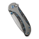 WEKNIFE Zizzit Flipper & Thumb Stud & Button Lock Knife Polished Bead Blasted Titanium Handle With Marble Carbon Fiber Inlay (3.8" Polished Bead Blasted CPM 20CV Blade) WE23031-3