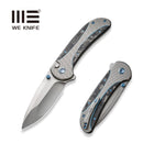 WEKNIFE Zizzit Flipper & Thumb Stud & Button Lock Knife Polished Bead Blasted Titanium Handle With Marble Carbon Fiber Inlay (3.8" Polished Bead Blasted CPM 20CV Blade) WE23031-3