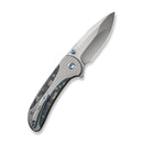 WEKNIFE Zizzit Flipper & Thumb Stud & Button Lock Knife Polished Bead Blasted Titanium Handle With Marble Carbon Fiber Inlay (3.8" Polished Bead Blasted CPM 20CV Blade) WE23031-3