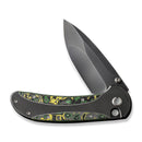WEKNIFE Zizzit Flipper & Thumb Stud & Button Lock Knife Polished Gray Titanium Handle With Toxic Storm Fat Carbon Fiber Inlay (3.8" Polished Gray CPM 20CV Blade) WE23031-4