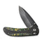 WEKNIFE Zizzit Flipper & Thumb Stud & Button Lock Knife Polished Gray Titanium Handle With Toxic Storm Fat Carbon Fiber Inlay (3.8" Polished Gray CPM 20CV Blade) WE23031-4