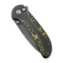 WEKNIFE Zizzit Flipper & Thumb Stud & Button Lock Knife Polished Gray Titanium Handle With Toxic Storm Fat Carbon Fiber Inlay (3.8" Polished Gray CPM 20CV Blade) WE23031-4