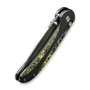 WEKNIFE Zizzit Flipper & Thumb Stud & Button Lock Knife Polished Gray Titanium Handle With Toxic Storm Fat Carbon Fiber Inlay (3.8" Polished Gray CPM 20CV Blade) WE23031-4