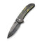 WEKNIFE Zizzit Flipper & Thumb Stud & Button Lock Knife Polished Gray Titanium Handle With Toxic Storm Fat Carbon Fiber Inlay (3.8" Polished Gray CPM 20CV Blade) WE23031-4