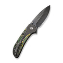 WEKNIFE Zizzit Flipper & Thumb Stud & Button Lock Knife Polished Gray Titanium Handle With Toxic Storm Fat Carbon Fiber Inlay (3.8" Polished Gray CPM 20CV Blade) WE23031-4