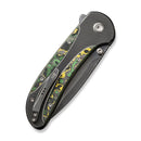 WEKNIFE Zizzit Flipper & Thumb Stud & Button Lock Knife Polished Gray Titanium Handle With Toxic Storm Fat Carbon Fiber Inlay (3.8" Polished Gray CPM 20CV Blade) WE23031-4