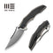 WEKNIFE Zorath Flipper & Thumb Stud Knife Black & Gray Titanium Integral Handle (3.84" Hand Polished Satin Bevel, Black Spine Bohler M390 Blade) WE25003 Sample1