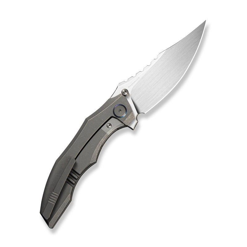 WEKNIFE Zorath Flipper & Thumb Stud Knife Gray Titanium Integral Handle (3.84" Hand Rubbed Satin Bohler M390 Blade) WE25003 Sample2