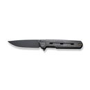 WEKNIFE Navo Flipper Knife Black Canvas Micarta Handle Black Titanium Liner (3.25" Black Stonewashed CPM 20CV Blade) WE22026-1