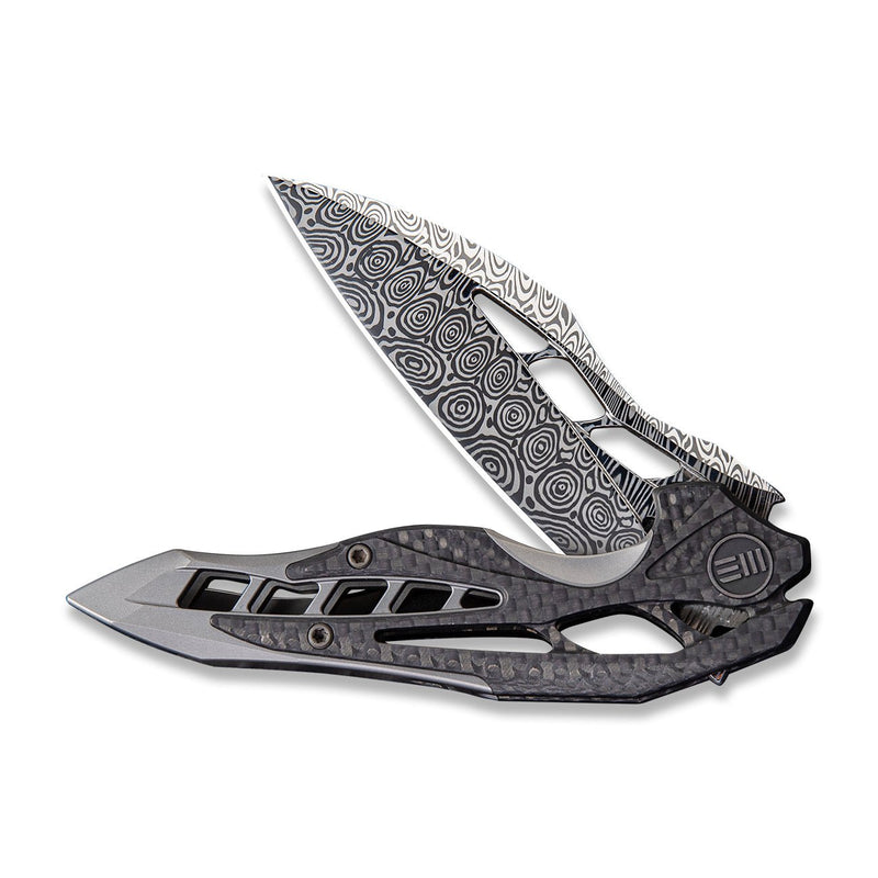 WEKNIFE Arrakis Flipper Knife Titanium Handle With Carbon Fiber Inlay (3.45" Damasteel Blade) | Freeshipping - We Knife