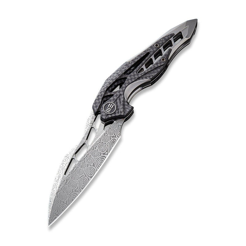 WEKNIFE Arrakis Flipper Knife Titanium Handle With Carbon Fiber Inlay (3.45" Damasteel Blade) | Freeshipping - We Knife