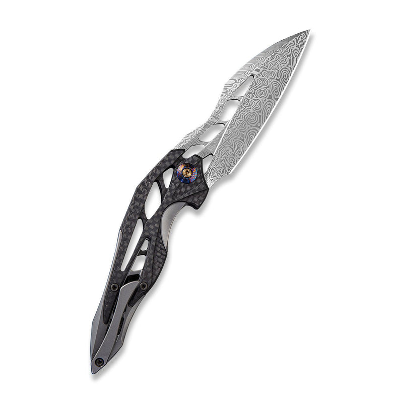 WEKNIFE Arrakis Flipper Knife Titanium Handle With Carbon Fiber Inlay (3.45" Damasteel Blade) | Freeshipping - We Knife