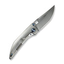 WEKNIFE Attor Flipper & Thumb Hole Knife Polished Bead Blasted Titanium Integral Handle (3.55" Polished Bead Blasted CPM 20CV Blade) WE23037B Sample1